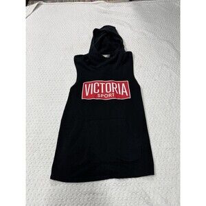 Victoria Secret Sport Sleeveless Hooded Muscle Tank Racerback Medium Black